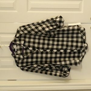 Black and white gingham print button down blouse
